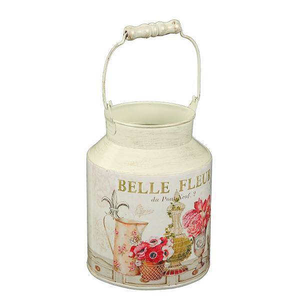 Pflanzengefäß Milchkanne Fleur - Stahlblech - Beige