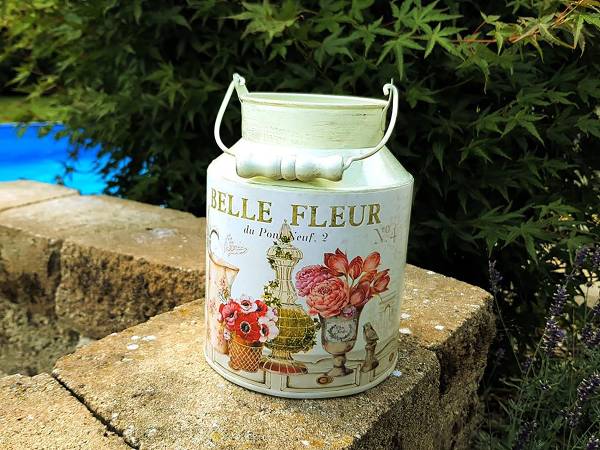 Pflanzengefäß Milchkanne Fleur - Stahlblech - Beige