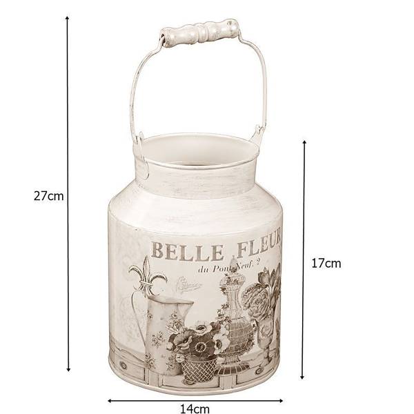Pflanzengefäß Milchkanne Fleur - Stahlblech - Beige