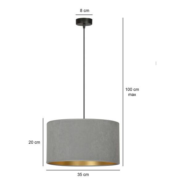 Pendelleuchte Hilde Typ A - Stahl / Baumwollstoff - Grau - Flammenanzahl: 1