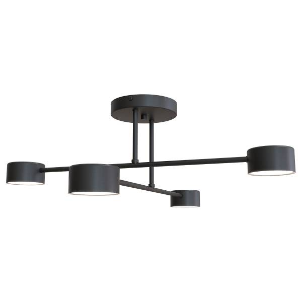 Deckenleuchte Halo - Stahl - Schwarz - Flammenanzahl: 4