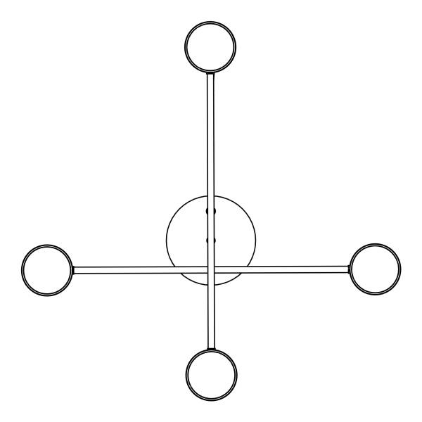 Deckenleuchte Halo - Stahl - Schwarz - Flammenanzahl: 4