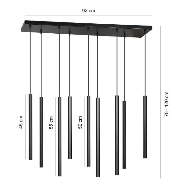 Pendelleuchte Selter Typ B - Stahl - Schwarz - Flammenanzahl: 9
