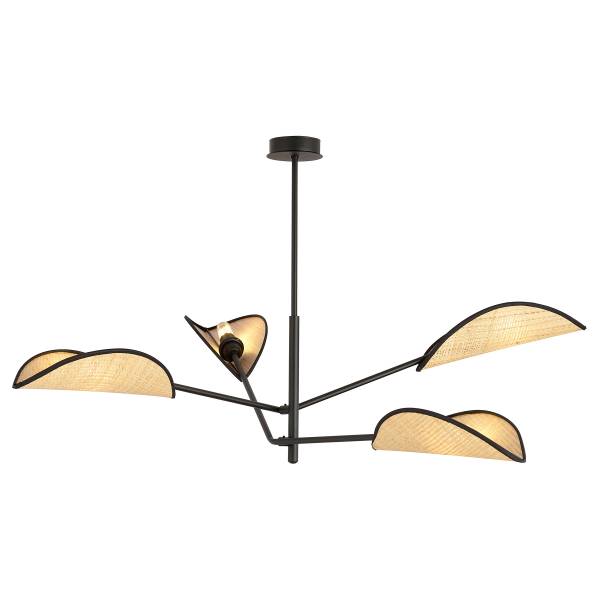 Deckenleuchte Vene - Stahl - Schwarz / Beige - Flammenanzahl: 4