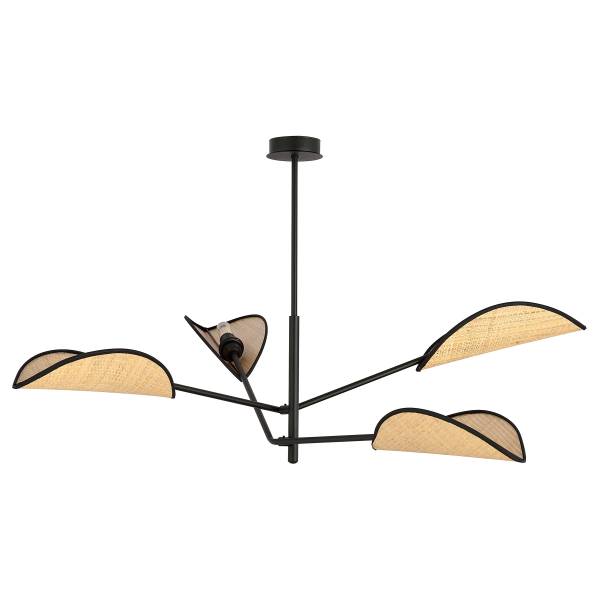 Deckenleuchte Vene - Stahl - Schwarz / Beige - Flammenanzahl: 4