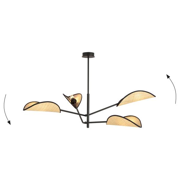 Deckenleuchte Vene - Stahl - Schwarz / Beige - Flammenanzahl: 4