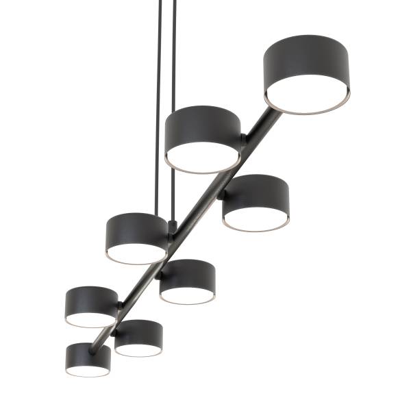 Pendelleuchte Megara - Stahl - Schwarz - Flammenanzahl: 8