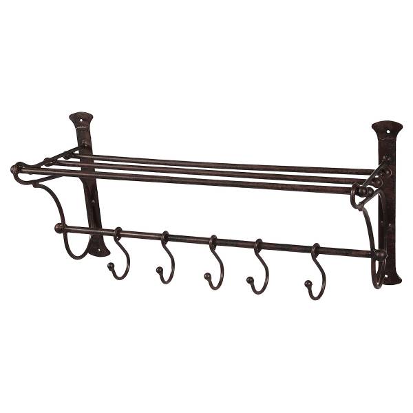 Garderobe Mehak mit Haken - Eisen - Braun
