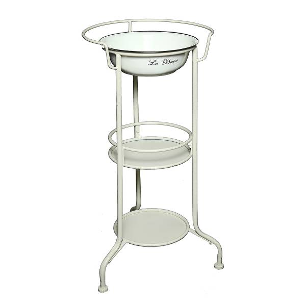Waschschüssel Pasti mit Stand - Eisen / Emaille - Cremefarben