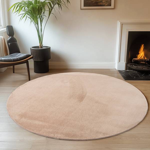 Kurzflorteppich Joy 1400 rund - Filz / Polypropylen - Beige - Durchmesser: 120 cm