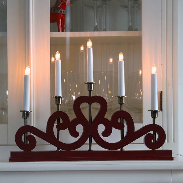 Kerzenständer Eneby - Eisen / Polyresin / MDF - Rot / Weiß