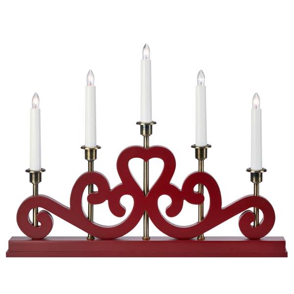 Kerzenständer Eneby - Eisen / Polyresin / MDF - Rot / Weiß