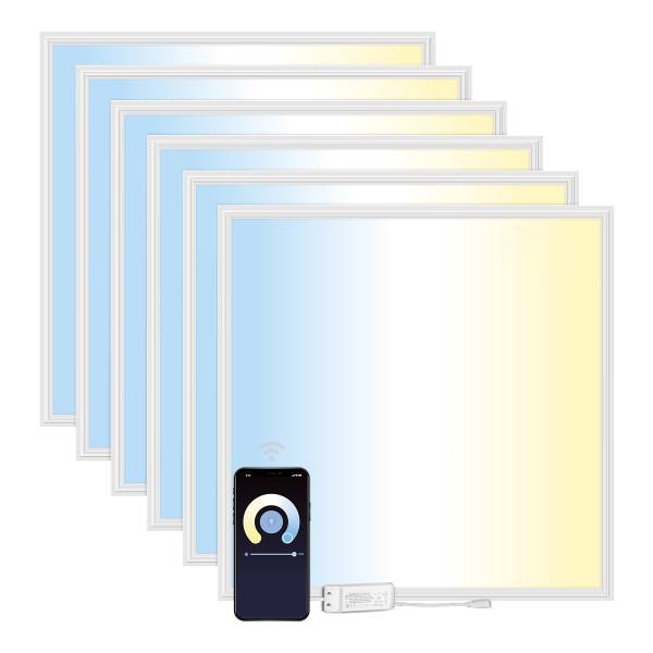 LED-Panel Lecom 11337 62x62 6er-Set - Polypropylen / Aluminium - 1-flammig