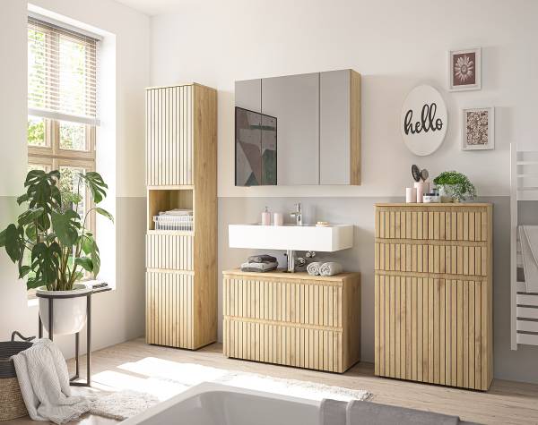 Waschbeckenunterschrank Rookerie - Eiche Artisan Dekor - Breite: 80 cm
