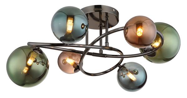 LED-Deckenleuchte Riha Typ I - Farbglas / Eisen - 6-flammig