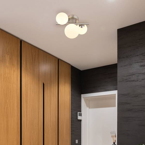 LED-Deckenleuchte Riha Typ E - Opalglas / Eisen - 3-flammig