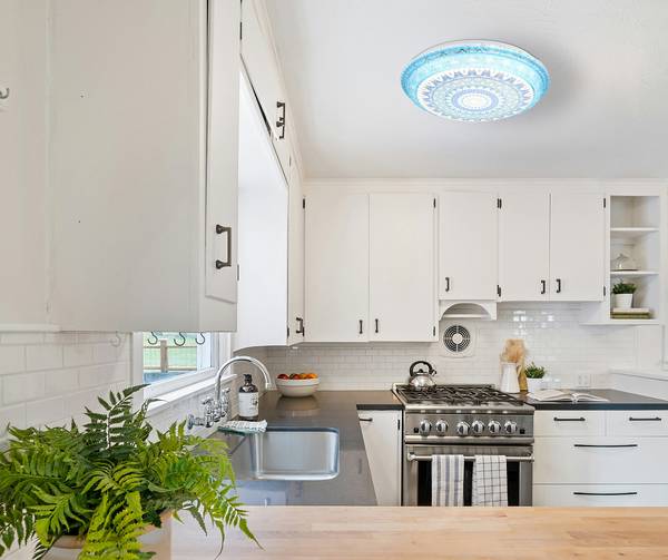 LED-Deckenleuchte Lazaro - Acrylglas / Eisen - 1-flammig - Blau