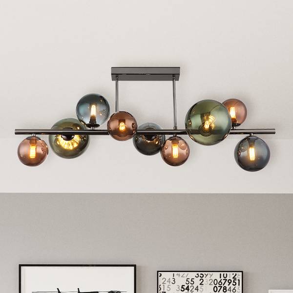 LED-Deckenleuchte Riha Typ J - Farbglas / Eisen - 9-flammig