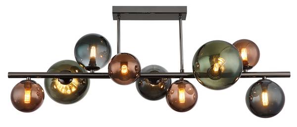 LED-Deckenleuchte Riha Typ J - Farbglas / Eisen - 9-flammig