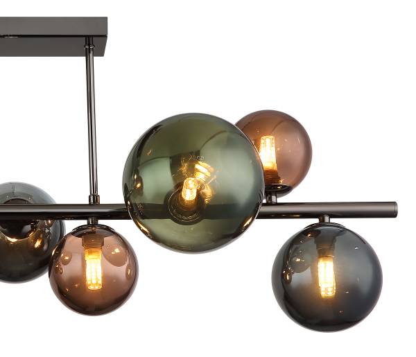LED-Deckenleuchte Riha Typ J - Farbglas / Eisen - 9-flammig