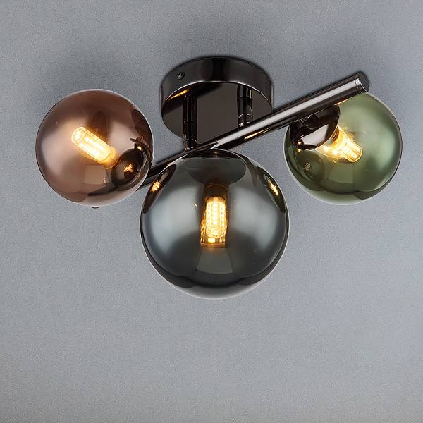 LED-Deckenleuchte Riha Typ H - Farbglas / Eisen - 3-flammig