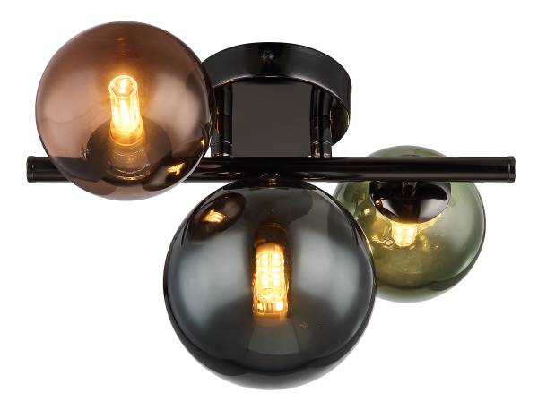 LED-Deckenleuchte Riha Typ H - Farbglas / Eisen - 3-flammig