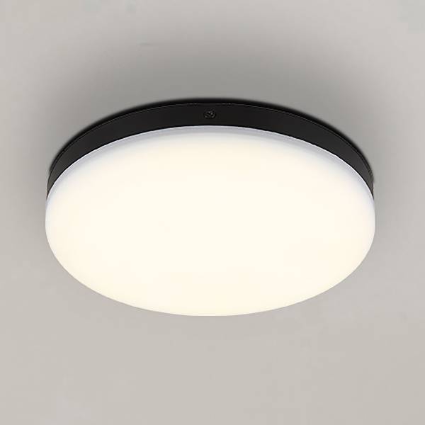 LED-Deckenleuchte Matthew rund - Acrylglas - 1-flammig - Schwarz - Durchmesser: 22 cm
