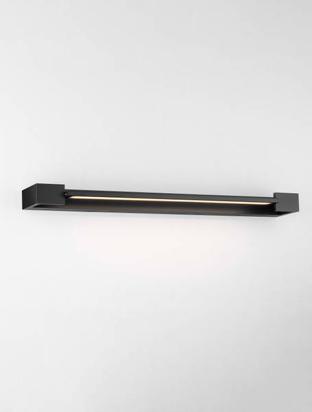 Badleuchte Arga - Aluminium / Acrylglas - Schwarz - Breite: 60 cm