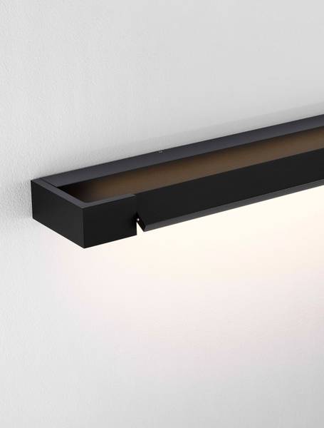 Badleuchte Arga - Aluminium / Acrylglas - Schwarz - Breite: 60 cm