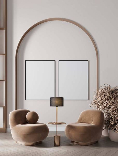 Tischleuchte Sibnia - Aluminium / Mischgewebe - Gold