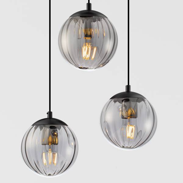Pendelleuchte Abbacus - Rauchglas / Aluminium - Schwarz - Flammenanzahl: 3