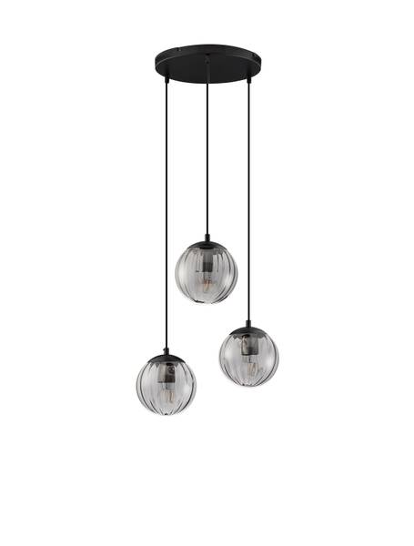 Pendelleuchte Abbacus - Rauchglas / Aluminium - Schwarz - Flammenanzahl: 3