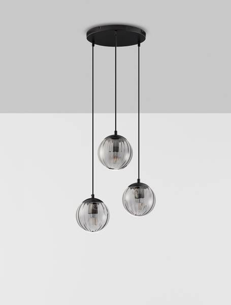 Pendelleuchte Abbacus - Rauchglas / Aluminium - Schwarz - Flammenanzahl: 3