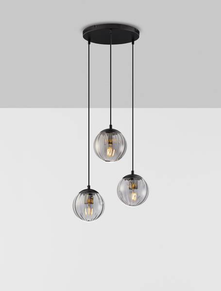 Pendelleuchte Abbacus - Rauchglas / Aluminium - Schwarz - Flammenanzahl: 3