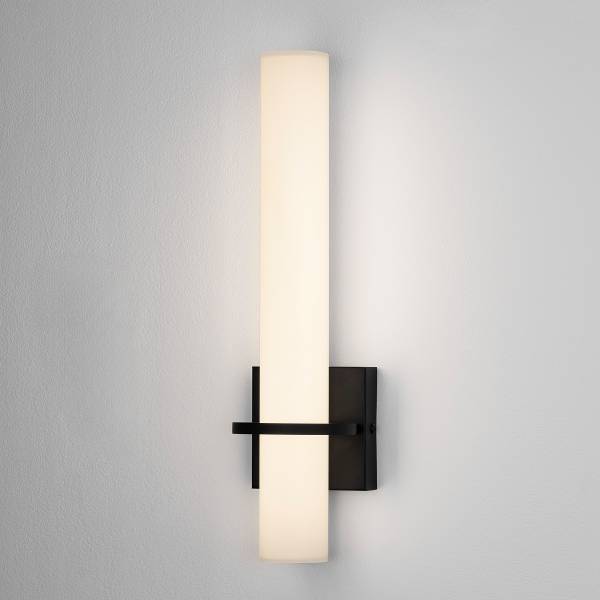Wandleuchte Luca - Milchglas / Aluminium - Schwarz