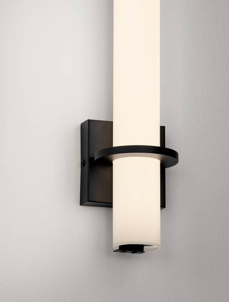 Wandleuchte Luca - Milchglas / Aluminium - Schwarz