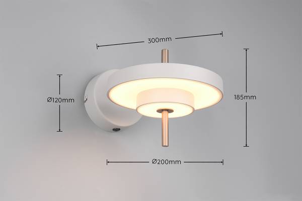 LED-Wandleuchte Keaton - Polycarbonat / Eisen - 1-flammig - Grau