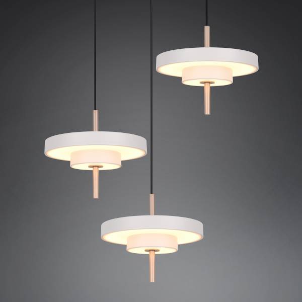 LED-Pendelleuchte Keaton rund - Polycarbonat / Eisen - 3-flammig - Grau