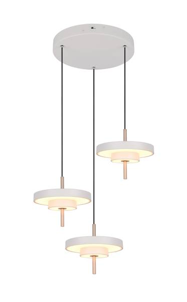 LED-Pendelleuchte Keaton rund - Polycarbonat / Eisen - 3-flammig - Grau