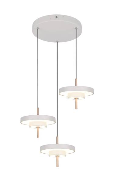 LED-Pendelleuchte Keaton rund - Polycarbonat / Eisen - 3-flammig - Grau