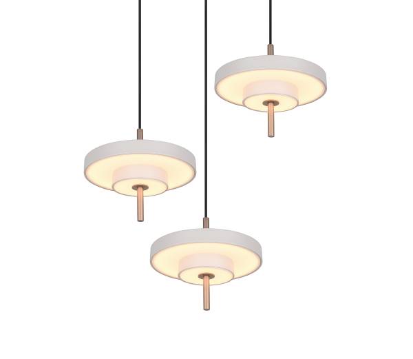 LED-Pendelleuchte Keaton rund - Polycarbonat / Eisen - 3-flammig - Grau
