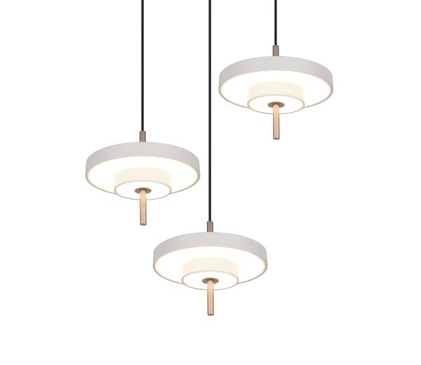 LED-Pendelleuchte Keaton rund - Polycarbonat / Eisen - 3-flammig - Grau