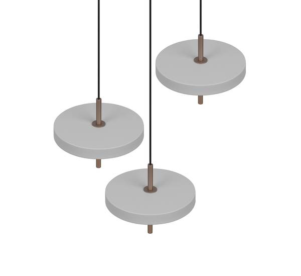 LED-Pendelleuchte Keaton rund - Polycarbonat / Eisen - 3-flammig - Grau