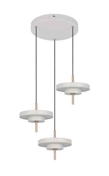 LED-Pendelleuchte Keaton rund - Polycarbonat / Eisen - 3-flammig - Grau