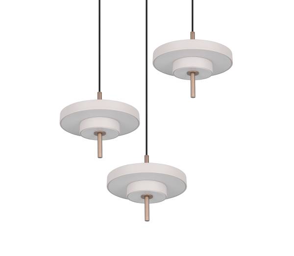 LED-Pendelleuchte Keaton rund - Polycarbonat / Eisen - 3-flammig - Grau