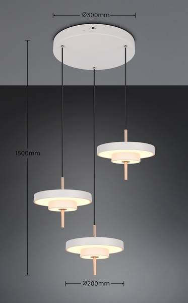 LED-Pendelleuchte Keaton rund - Polycarbonat / Eisen - 3-flammig - Grau