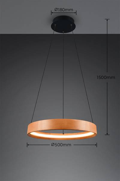 LED-Pendelleuchte Lynwood - Gummibaum teilmassiv / Eisen - 1-flammig
