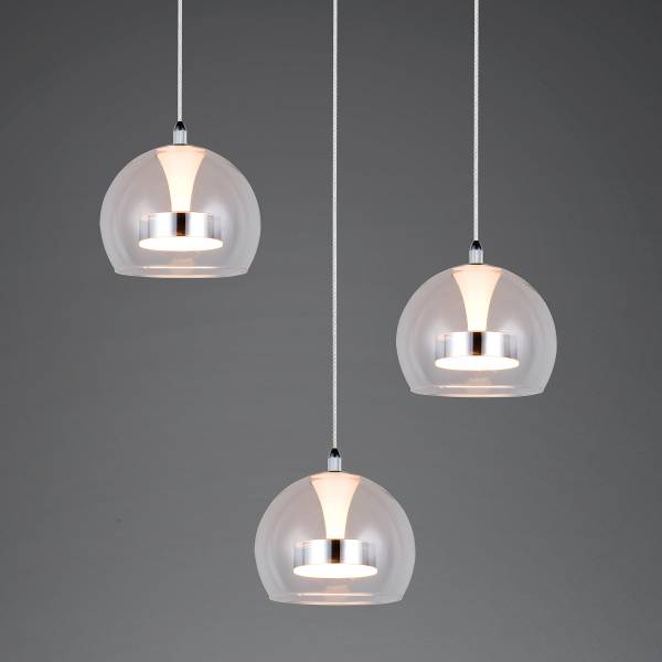 LED-Pendelleuchte Flynt rund - Klarglas / Eisen - 3-flammig