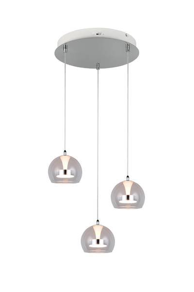 LED-Pendelleuchte Flynt rund - Klarglas / Eisen - 3-flammig