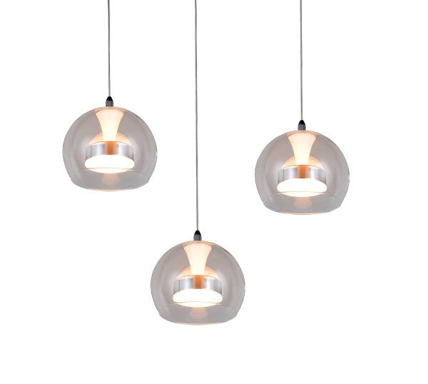 LED-Pendelleuchte Flynt rund - Klarglas / Eisen - 3-flammig